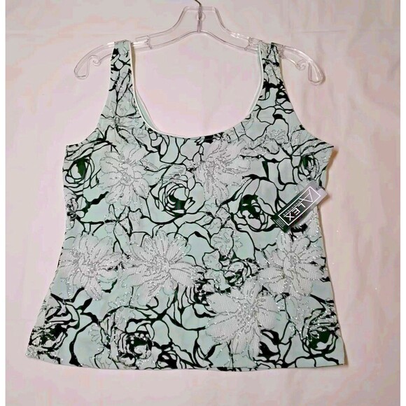 Alex Evenings 2-Piece Dress Mint Green Glimmer Sparkle with Jacket Size Large - Picture 7 of 9